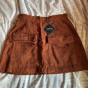 Brown Corduroy Mini Skirt